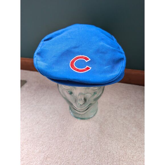 Vintage Chicago Cubs NewsBoy Cabbie Style Flat Hat Blue Red White Embroidered - Picture 2 of 5
